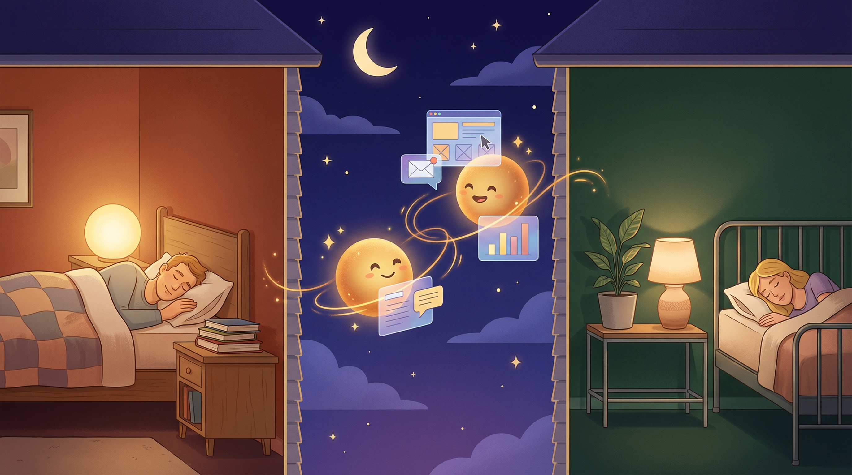 AI agenci pracują w nocy podczas gdy przedsiębiorcy śpią